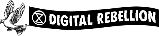 Digital Rebellion Logo - a dove pulling a banner
